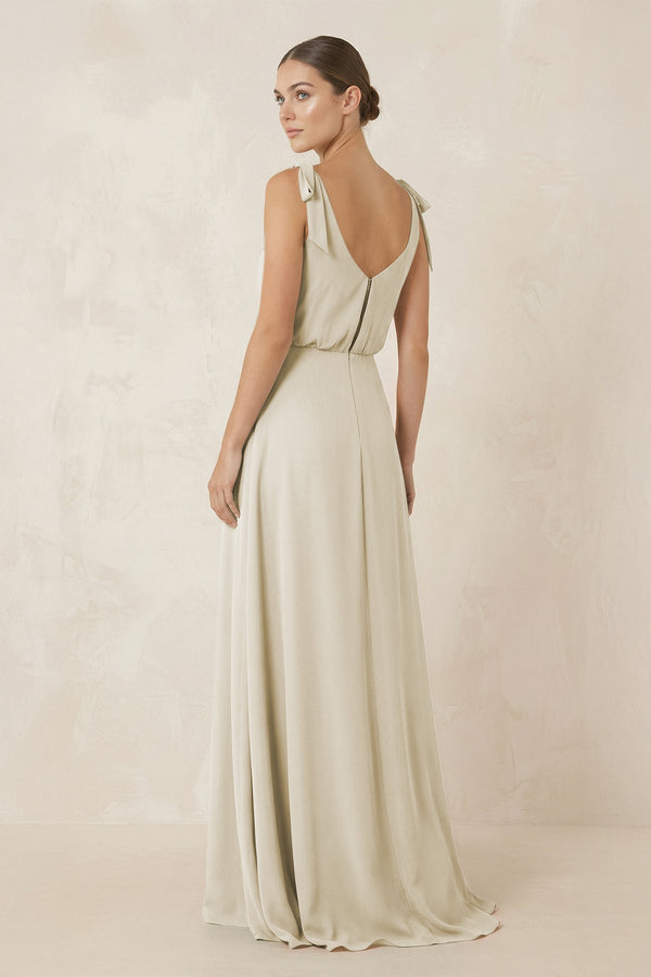 V - Neck A - Line Chiffon Bridesmaid Dress in Dove Gray - KISS BRIDAL Bridesmaid Dresses