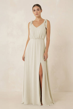 V - Neck A - Line Chiffon Bridesmaid Dress in Dove Gray - KISS BRIDAL Bridesmaid Dresses