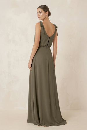 V - Neck A - Line Chiffon Bridesmaid Dress in Willow Green - KISS BRIDAL Bridesmaid Dresses