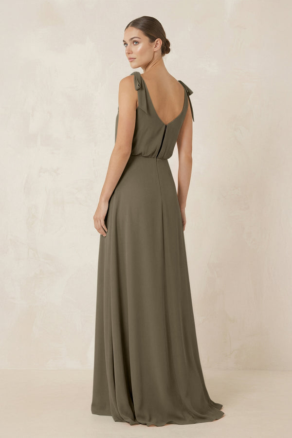 V - Neck A - Line Chiffon Bridesmaid Dress in Willow Green - KISS BRIDAL Bridesmaid Dresses