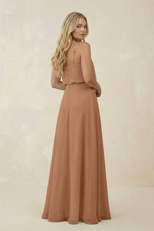 V - Neck Blouson A - Line Chiffon Bridesmaid Dress in Bronzer - KISS BRIDAL Bridesmaid Dresses