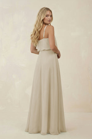 V - Neck Blouson A - Line Chiffon Bridesmaid Dress in Dove Gray - KISS BRIDAL Bridesmaid Dresses