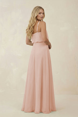 V - Neck Blouson A - Line Chiffon Bridesmaid Dress in Pale Blush - KISS BRIDAL Bridesmaid Dresses