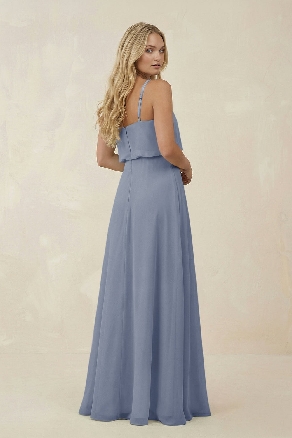 V-Neck Blouson A-Line Chiffon Bridesmaid Dress in Twilight
