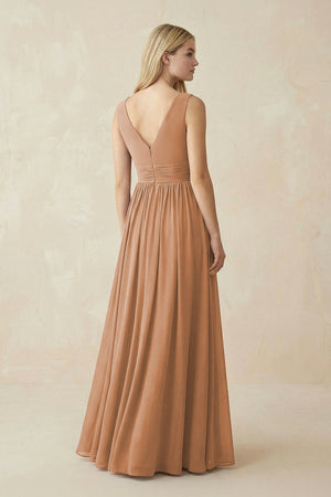 V - Neck Chiffon Pleated A - Line Bridesmaid Dress - KISS BRIDAL Bridesmaid Dresses