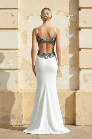 V Neck Mermaid Satin Wedding Dress - KISS BRIDAL Wedding Dresses