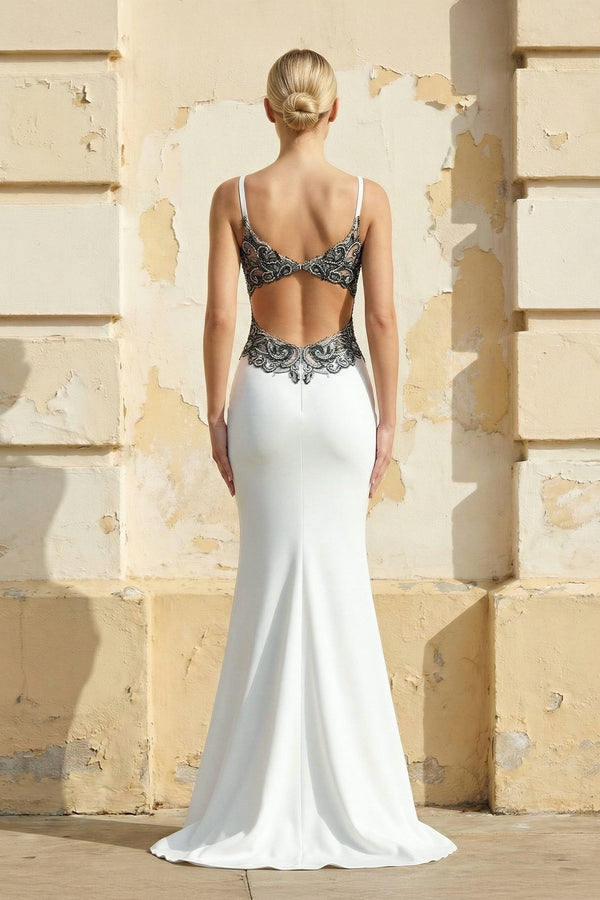 V Neck Mermaid Satin Wedding Dress - KISS BRIDAL Wedding Dresses