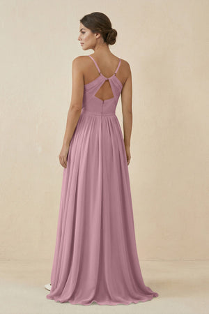 Vintage Mauve Sweetheart A-Line Chiffon Bridesmaid Dress (2) | KISSBRIDAL