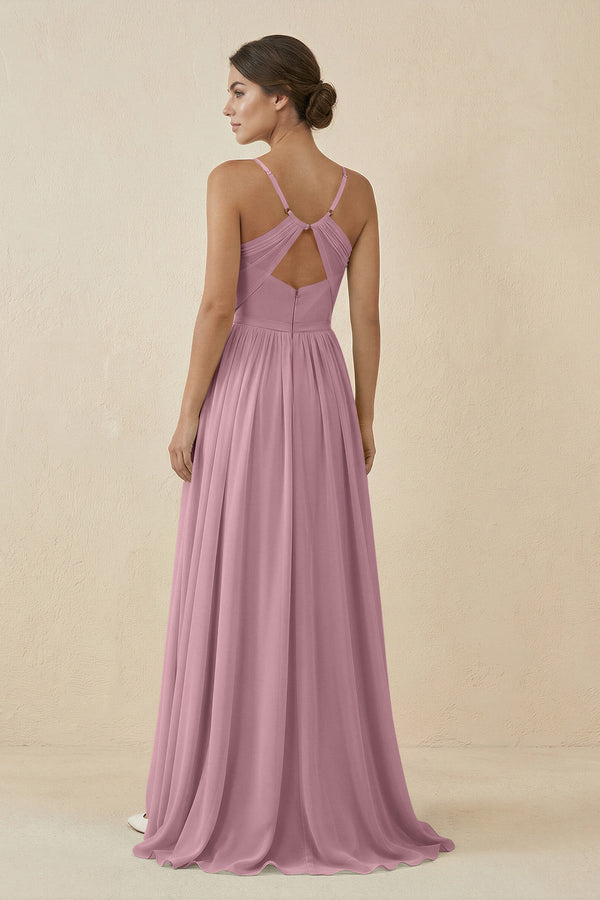 Vintage Mauve Sweetheart A-Line Chiffon Bridesmaid Dress (2) | KISSBRIDAL