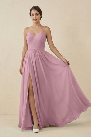 Vintage Mauve Sweetheart A-Line Chiffon Bridesmaid Dress | KISSBRIDAL